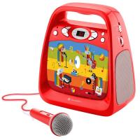 Gogen otroški radio z mikrofonom, rdeč GOGDECKOKARAOKER