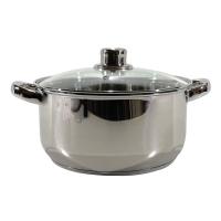 Gusto Casa Steel kozica s steklenim pokrovom 24xh13,5cm / 2 ročaja / indukcija / inox, steklo