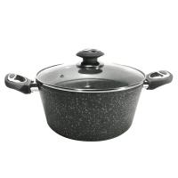 Gusto Casa Cookstone kozica s steklenim pokrovom 28cm / 2 ročaja / indukcija / aluminij, kamnita prevleka