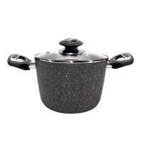 Gusto Casa Cookstone lonec s steklenim pokrovom 20cm / 2 ročaja / indukcija / aluminij, kamnita prevleka