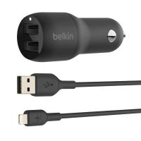 Belkin  AVTOPOLNILEC+KABEL LIGHTNING ČRN