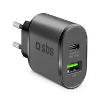 SBS  ADAPTER ULTRA FAST USB-C 25W + USB-A 18W ČRN