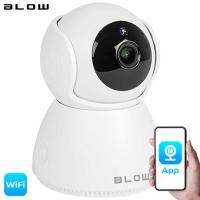 IP kamera BLOW H-262, WiFi, 1080p Full HD, 2MP, vrtljiva 355°, microSD do 128GB, IR nočno snemanje, senzor gibanja, brezplačna aplikacija, dvosmerna komunikacija, bela