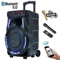 MANTA SPK5033, Karaoke zvočni sistem, prenosni/voziček, vgrajena baterija, Bluetooth 5.0, USB/MP3/SD/RADIO FM, Disco LED lučke, TWS