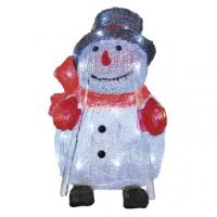 LED božični snežak, 28 cm, zunanji in notranji, hladna bela, časovnik
