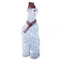 LED božični medved, 80 cm, zunanji in notranji, hladna bela, časovnik
