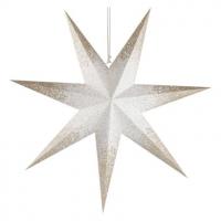 LED papirnata zvezda za obešanje z zlatimi bleščicami na robovih, bela, 60 cm, notranja 