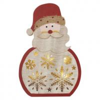 LED lesena dekoracija – Santa, 30 cm, 2x AAA, notranja, topla bela, časovnik