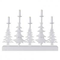 LED svečnik – božične jelke s svečami, 24 cm, 2x AA, notranji, topla bela, časovnik