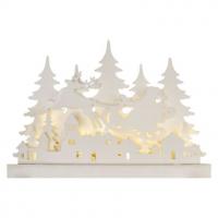 LED lesena dekoracija – božična vasica, 31 cm, 2x AA, notranja, topla bela, časovnik