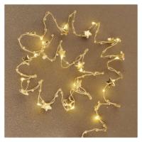 LED božična veriga zlata – zvezdice, 1,9 m, 2x AA, notranji, topla bela, časovnik