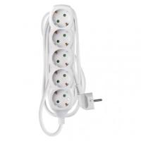 Podaljšek 3 m / 5 vtičnic / beli / PVC / 1 mm2