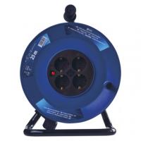 Kolutni podaljšek 25 m / 4 vtičnice / črni / PVC / 230 V / 2,5 mm2